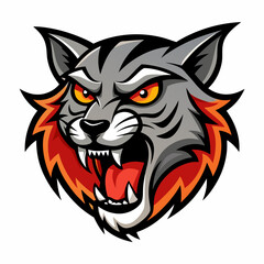 Cat roaring head logo vector illustration On White Background