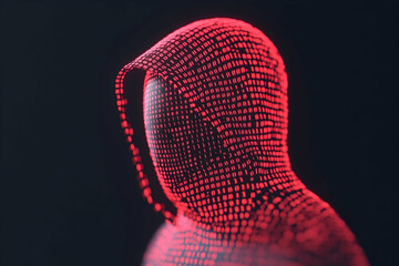 Anonymous Hacker in Binary Code, hooded figure, 01, digital, technology, cybersecurity