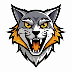 Cat roaring head logo vector illustration On White Background