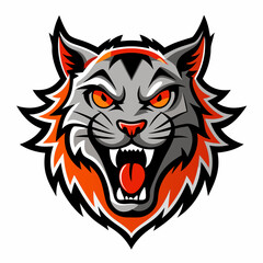 Cat roaring head logo vector illustration On White Background