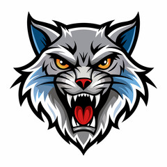 Cat roaring head logo vector illustration On White Background