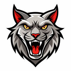 Cat roaring head logo vector illustration On White Background