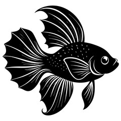 Betta fish vector silhouette on white background