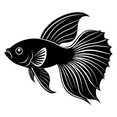 Betta fish vector silhouette on white background