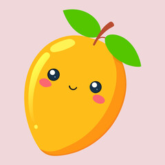 A kawaii mango with a smiley face vector illustration  