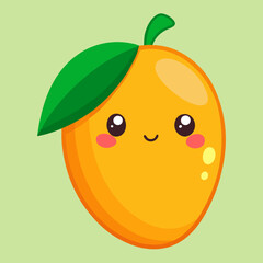 A kawaii mango with a smiley face vector illustration  