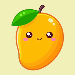 A kawaii mango with a smiley face vector illustration  