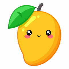 A kawaii mango with a smiley face vector illustration  