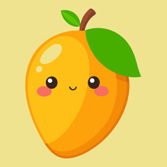 A kawaii mango with a smiley face vector illustration  