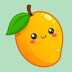 A kawaii mango with a smiley face vector illustration  