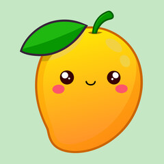 A kawaii mango with a smiley face vector illustration  