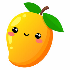 A kawaii mango with a smiley face vector illustration  