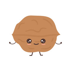 cute cartoon character baby walnut funny vector illustration isolated on white background