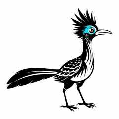 Greater Roadrunner vector silhouette on white background