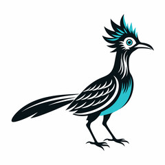 Greater Roadrunner vector silhouette on white background