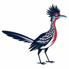 Greater Roadrunner vector silhouette on white background