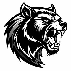 Aggressive bear head vector silhouette on white background