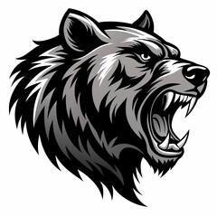 Aggressive bear head vector silhouette on white background