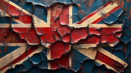 Cracked and Weathered Union Jack Flag Texture, British Flag, UK Flag, Flag of the United Kingdom, England, Scotland