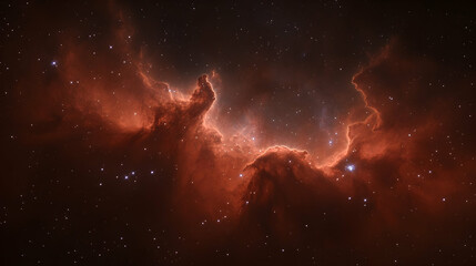 Cosmic Nebula in Red Hues, space, cosmos, universe, stars, astronomy