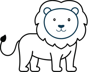 vector out line of a cute lion on white.eps