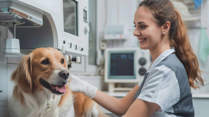 Veterinary Technician Utilizing Digital X-Ray Machine for Pet Diagnostics