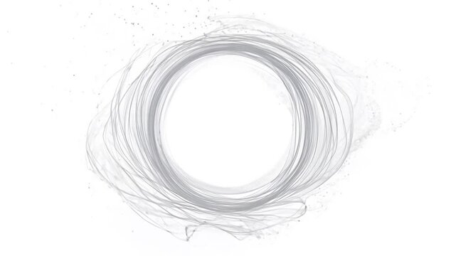 Abstract Particles Form a Zen Circle in Fluid Motion Against White Generative AI