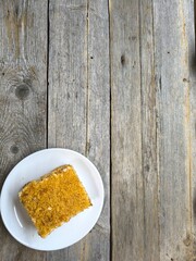 delicious piece of honey cake, top view. High quality photos
