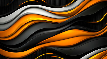 Abstract Orange, Black and White Waves Background, backdrop, wavy, curve, curves, grey