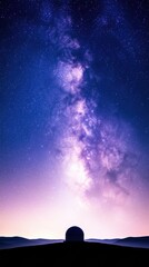 Fototapeta premium Observatory beneath a vibrant Milky Way in a clear night sky, AI