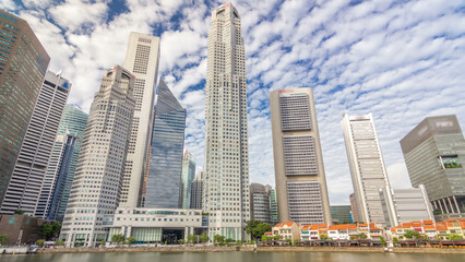 Fototapeta premium Downtown skyscrapers office buildings of modern megalopolis timelapse hyperlapse
