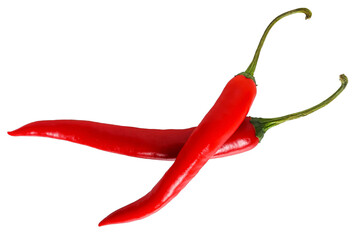 2 Red chili pepper, isolated