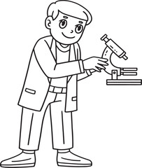 Doctor and Microscope Isolated Coloring Page