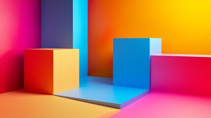 Colorful Geometric Shapes in Abstract Room Setting