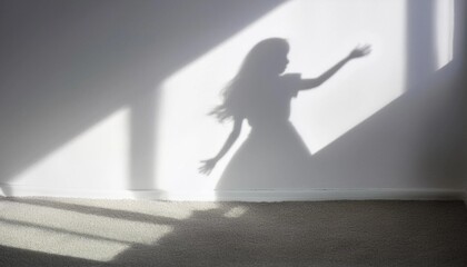 the shadow of a girl in the room and rays of light - a figment of the imagination or memories of childhood