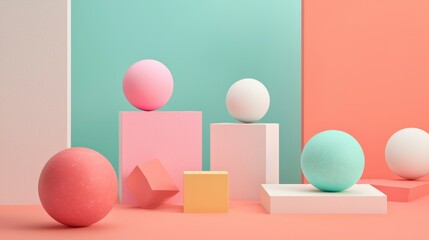 Pastel Geometric Shapes in Minimalist Setting