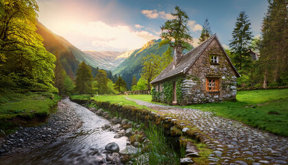 quiet living space and texture on the magnificent peaks of the mountains	
