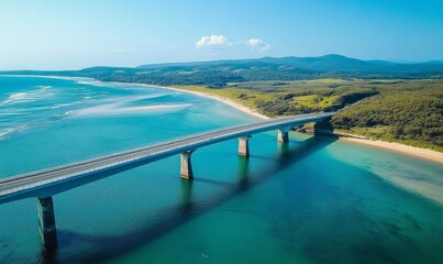 Drone image of bridge over Cudgera Creek at Hastings Point, NSW