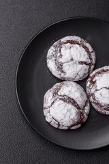 Sweet chocolate crinkle cookies made at home