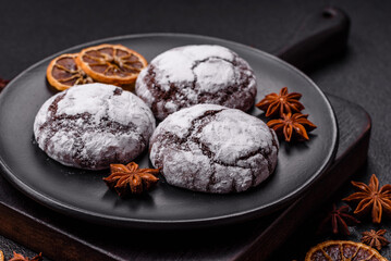 Sweet chocolate crinkle cookies made at home