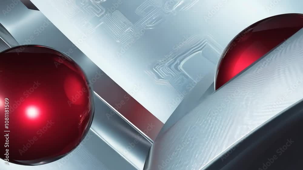 Poster red & metallic dynamic abstract tech background generative ai
