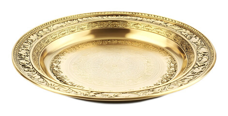 traditional gold plate isolated on white background 