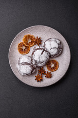 Sweet chocolate crinkle cookies made at home