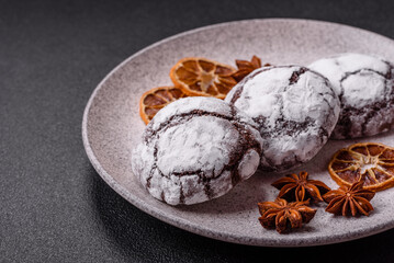 Sweet chocolate crinkle cookies made at home