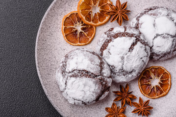 Sweet chocolate crinkle cookies made at home