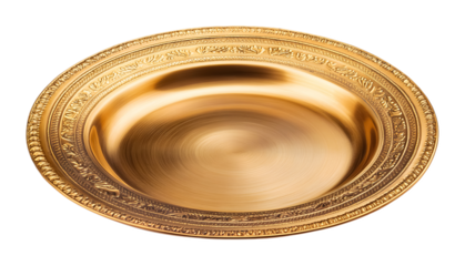 traditional gold plate isolated on white background 