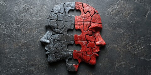 Puzzle head symbolizing mental health and cognitive challenges
