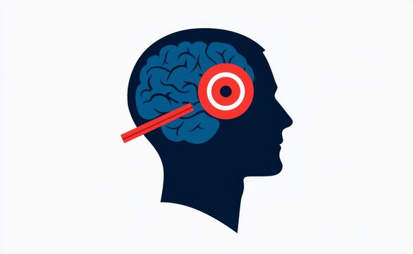 recommend clip art: A migraine and head pain illustration with a human head outline. Concept for medicine packages and banners. Modern illustration.
