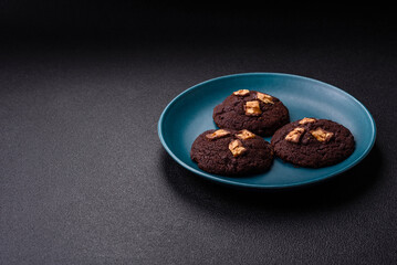 Sweet chocolate cookies made at home