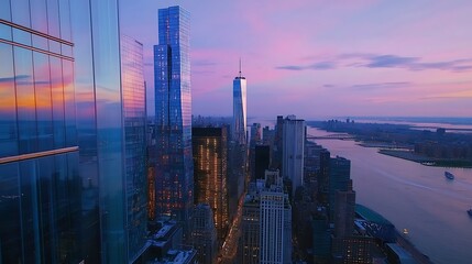 Fototapeta premium Modern Skyscrapers Showcasing Innovation in Urban Architectural Design Photo